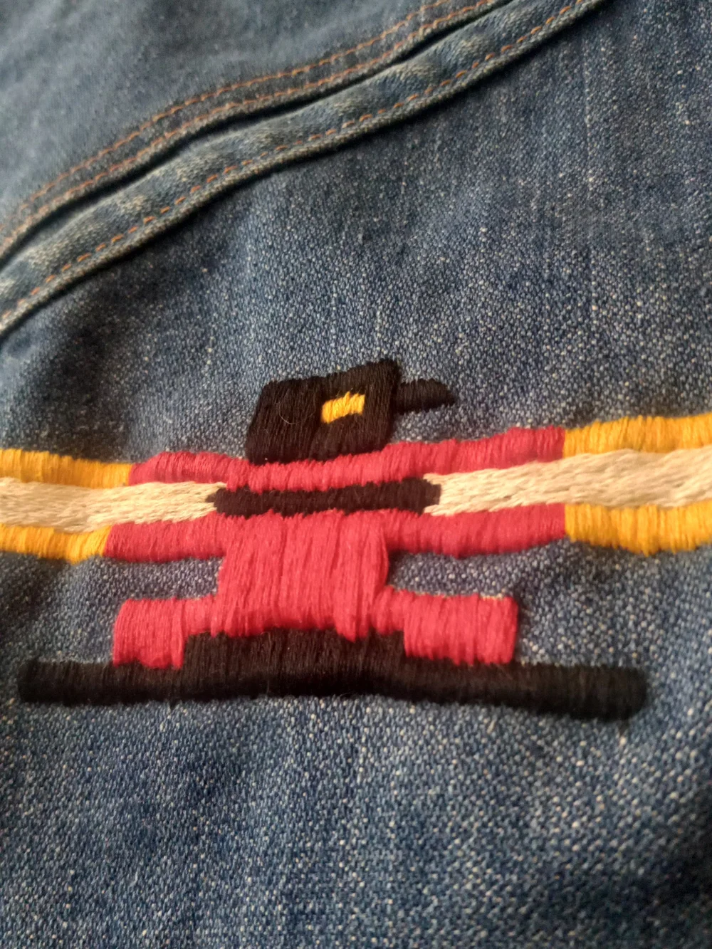 Wrangler Embroidered Multi Eagle Patch Jacket in Blue,Gray,Yellow and Green Sz44